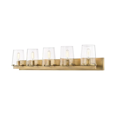 Z-Lite Callista 5 Light Vanity, Rubbed Brass & Clear 3032-5V-RB